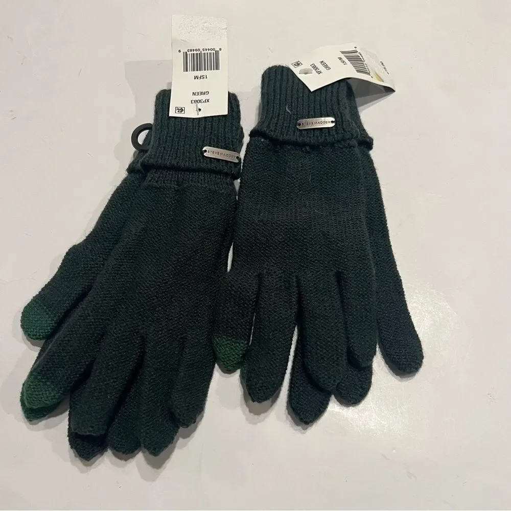 2 set of Steve Madden Solid Boyfriend Touch Gloves Green